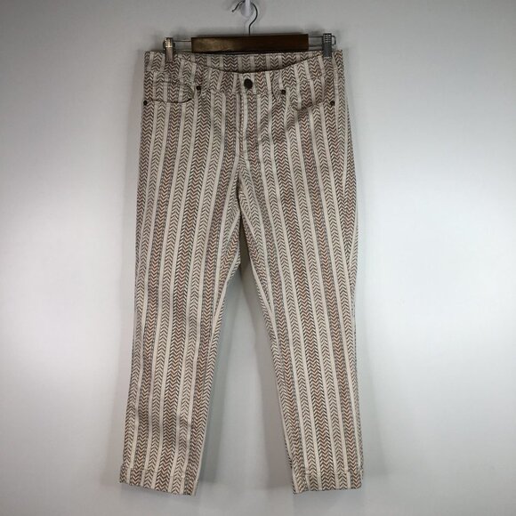 Loft Neutrals Tribal Print Modern Cuffed Crop Pants Size 6 - Picture 3 of 16